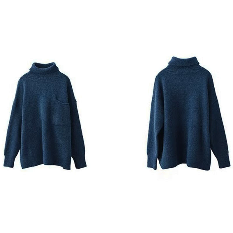 Tactile Knitted Cotton Mock Neck Grounding Sweater