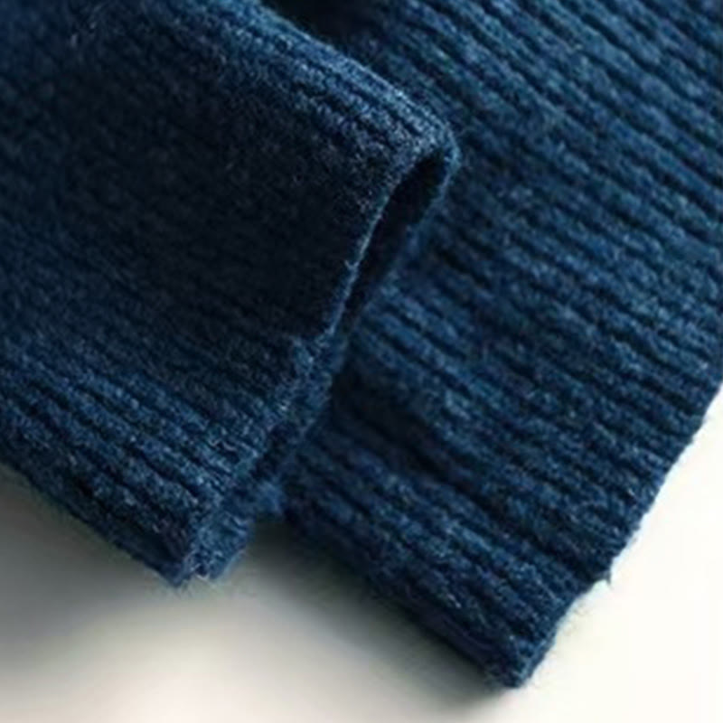 Tactile Knitted Cotton Mock Neck Grounding Sweater