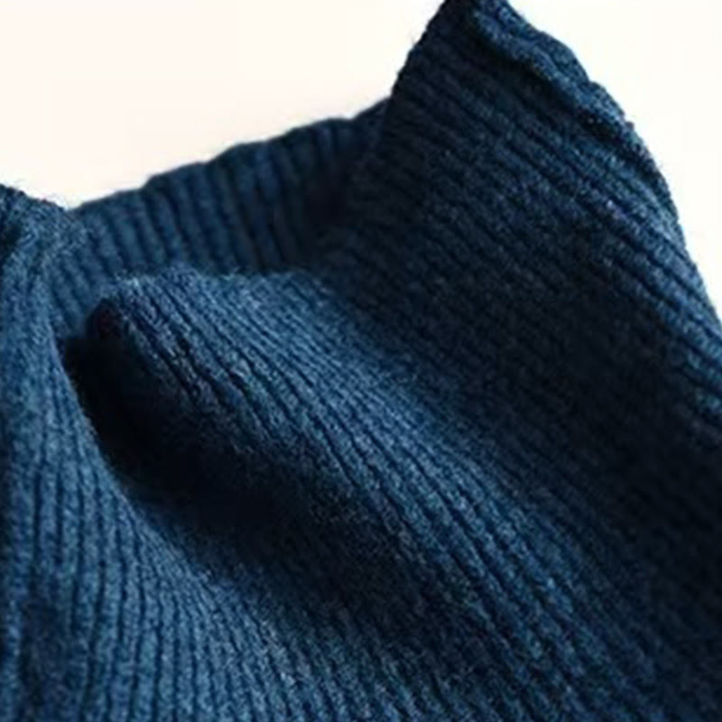 Tactile Knitted Cotton Mock Neck Grounding Sweater