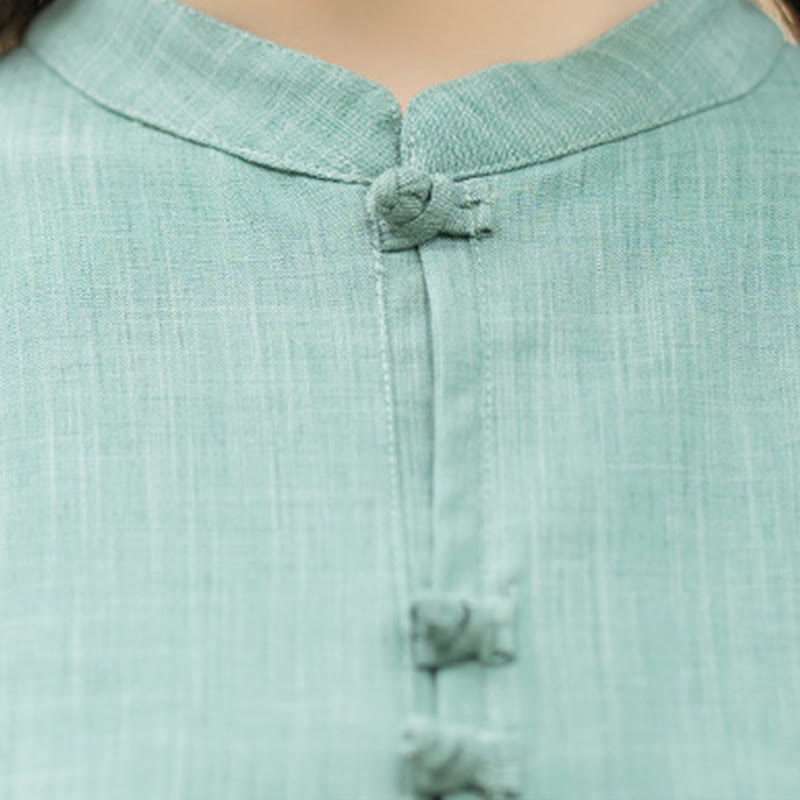 Breathable Cotton Frog-Button Two-Piece Meditation Set
