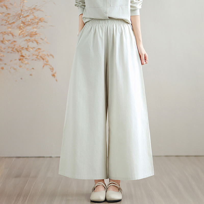 Breathable Cotton Blend Wide-Leg Lounge and Meditation Two-Piece Set
