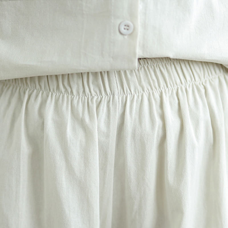 Breathable Cotton Blend Wide-Leg Lounge and Meditation Two-Piece Set