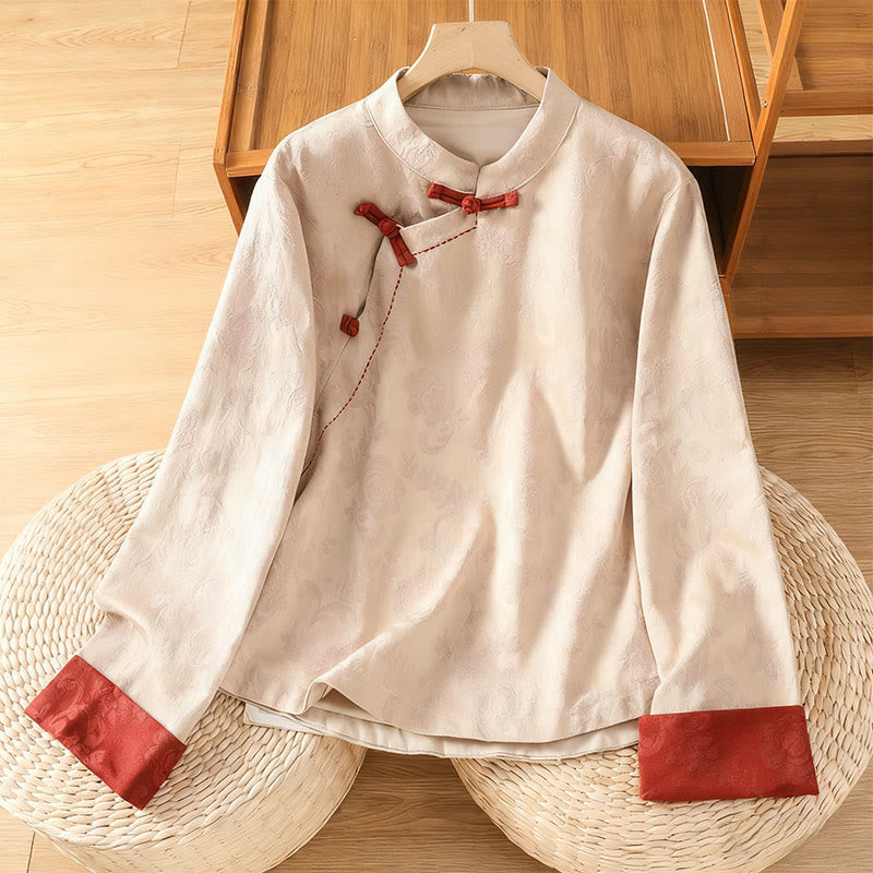 Breathable Cotton Stand Collar Frog Button Meditation Shirt