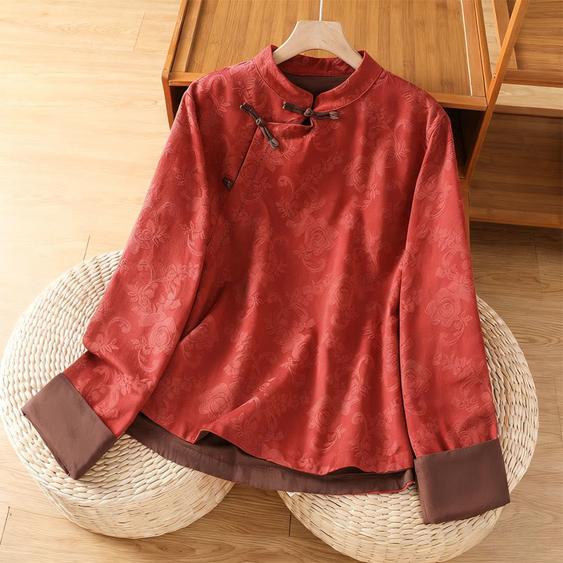 Breathable Cotton Stand Collar Frog Button Meditation Shirt