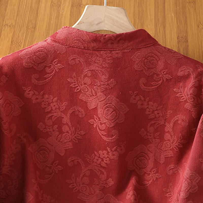 Breathable Cotton Stand Collar Frog Button Meditation Shirt
