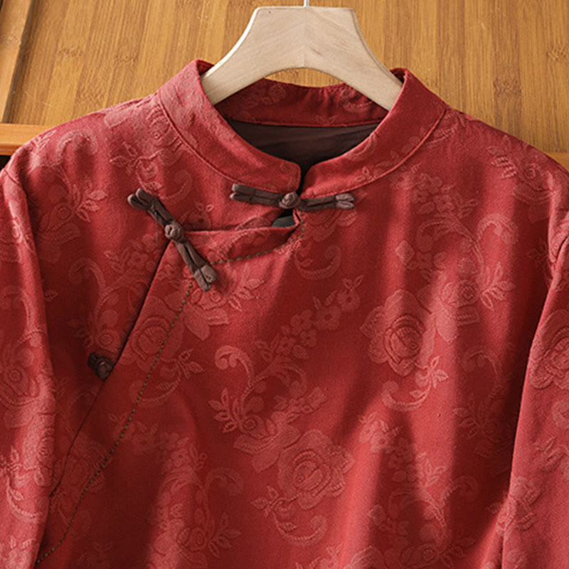 Breathable Cotton Stand Collar Frog Button Meditation Shirt