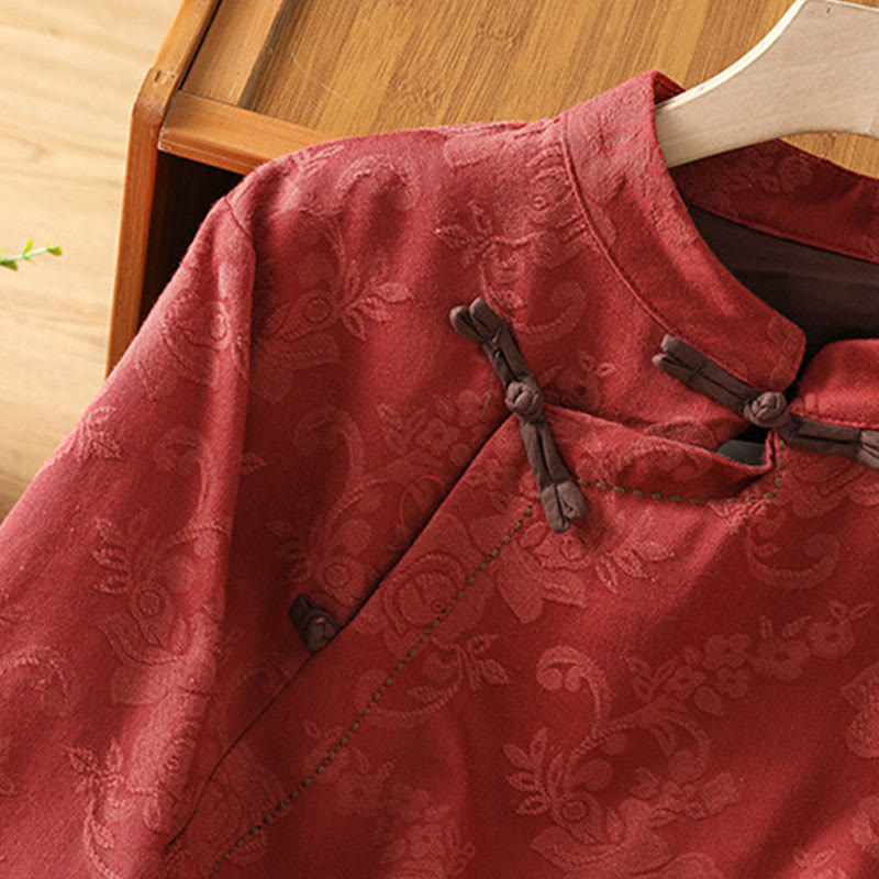 Breathable Cotton Stand Collar Frog Button Meditation Shirt