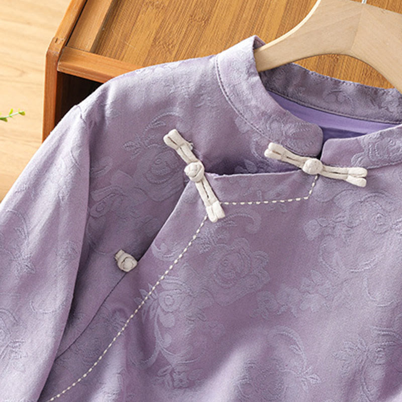 Breathable Cotton Stand Collar Frog Button Meditation Shirt
