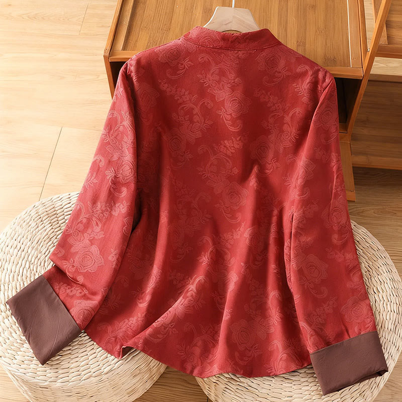 Breathable Cotton Stand Collar Frog Button Meditation Shirt