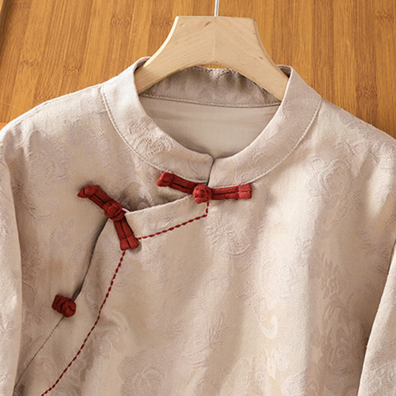 Breathable Cotton Stand Collar Frog Button Meditation Shirt