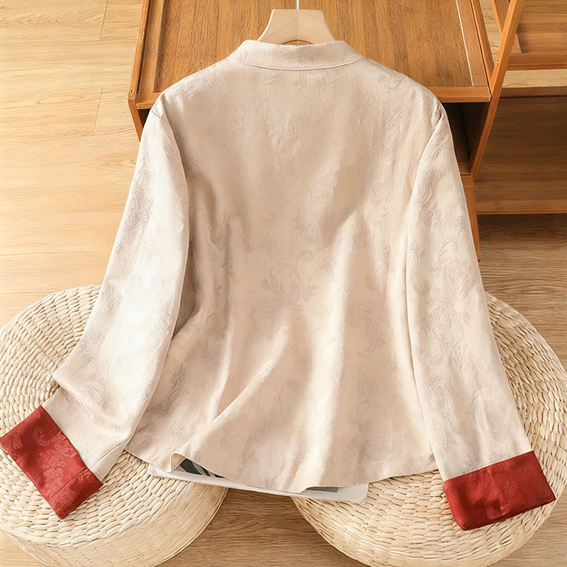 Breathable Cotton Stand Collar Frog Button Meditation Shirt