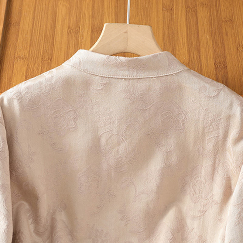 Breathable Cotton Stand Collar Frog Button Meditation Shirt