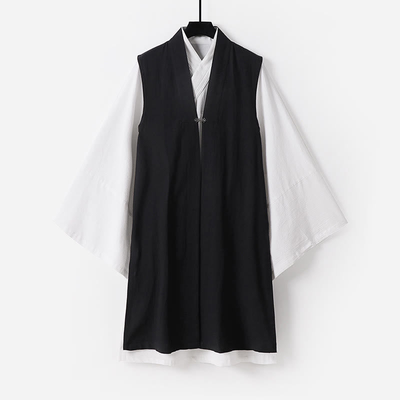 Layered Ceremonial Tai Chi Men's Taoist Robe and Vest Set