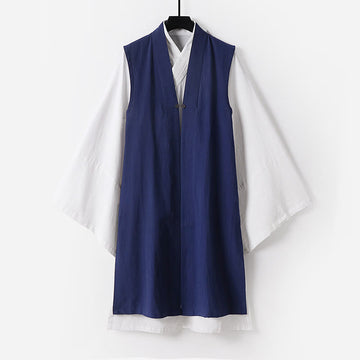Layered Ceremonial Tai Chi Men's Taoist Robe and Vest Set