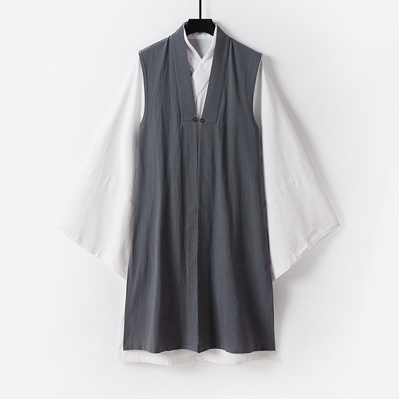 Layered Ceremonial Tai Chi Men's Taoist Robe and Vest Set