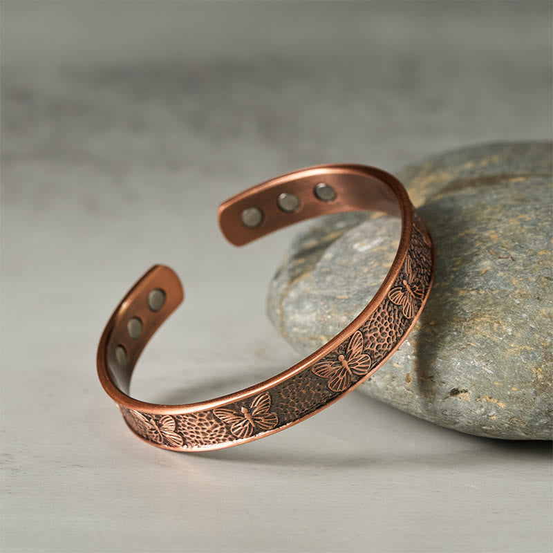 Copper Open Butterfly Balance Self Care Adjustable Cuff Bracelet Bangle