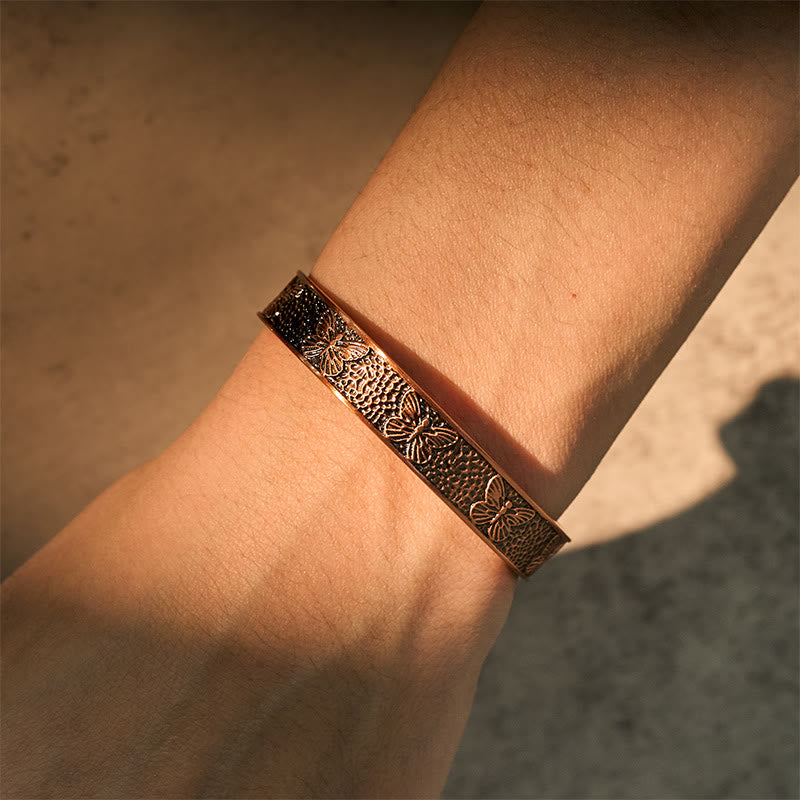 Copper Open Butterfly Balance Self Care Adjustable Cuff Bracelet Bangle