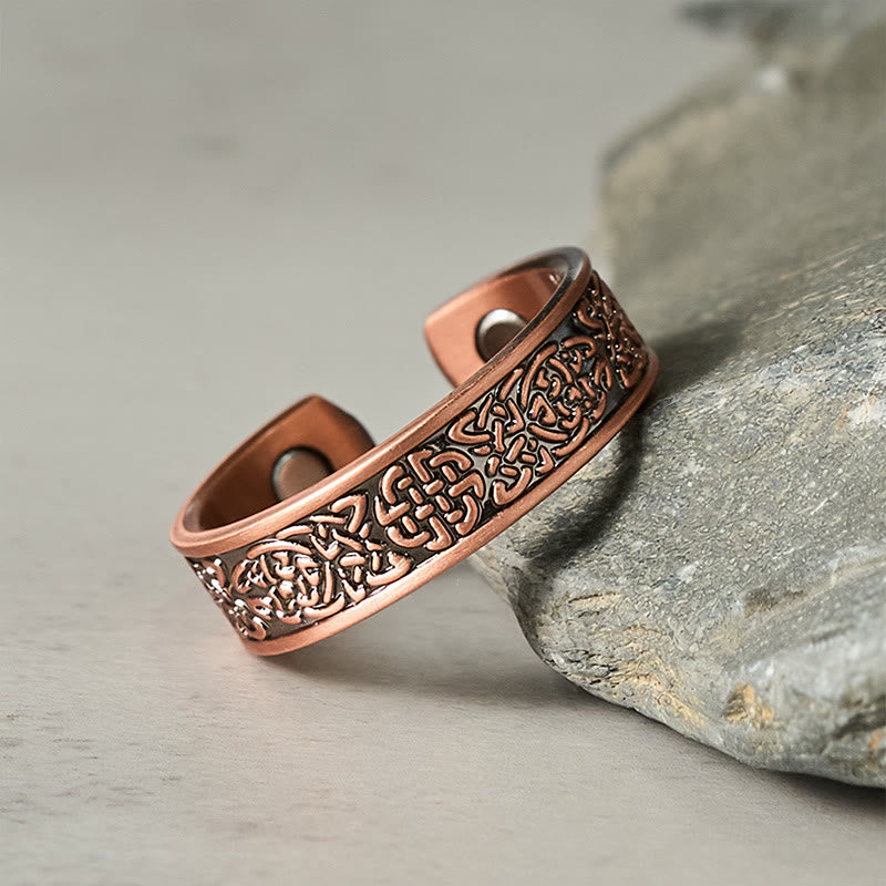 Minimalist Copper Abstract Line Pattern Open Cuff Bangle or Ring