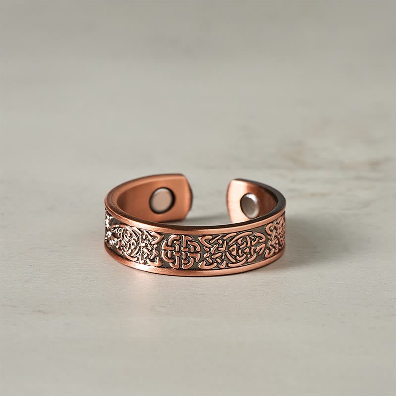 Minimalist Copper Abstract Line Pattern Open Cuff Bangle or Ring