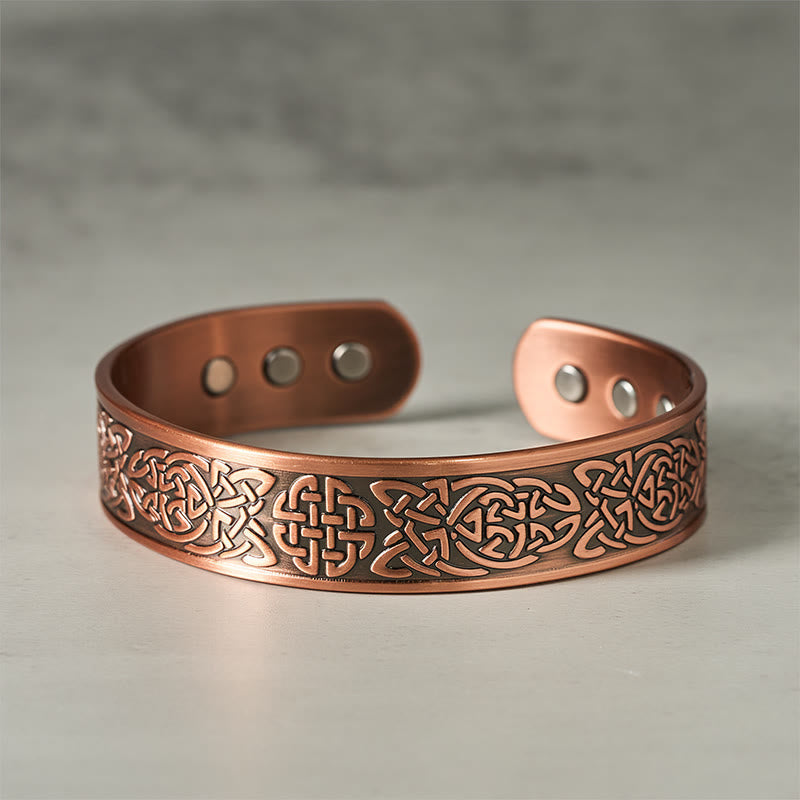 Copper Abstract Line Pattern Open Luck Cuff Bracelet Bangle Ring