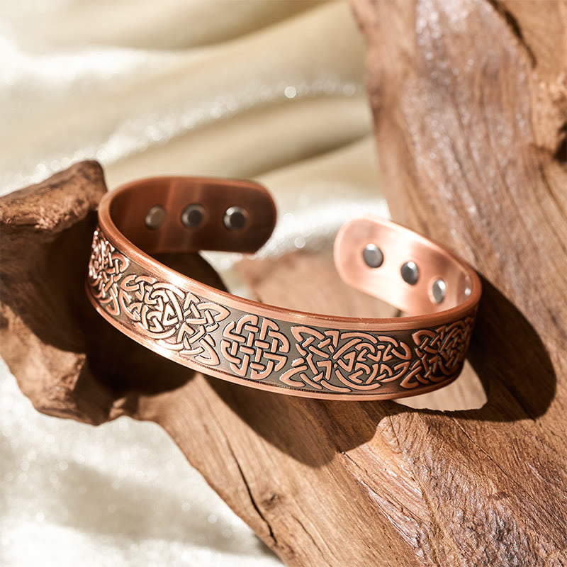 Minimalist Copper Abstract Line Pattern Open Cuff Bangle or Ring