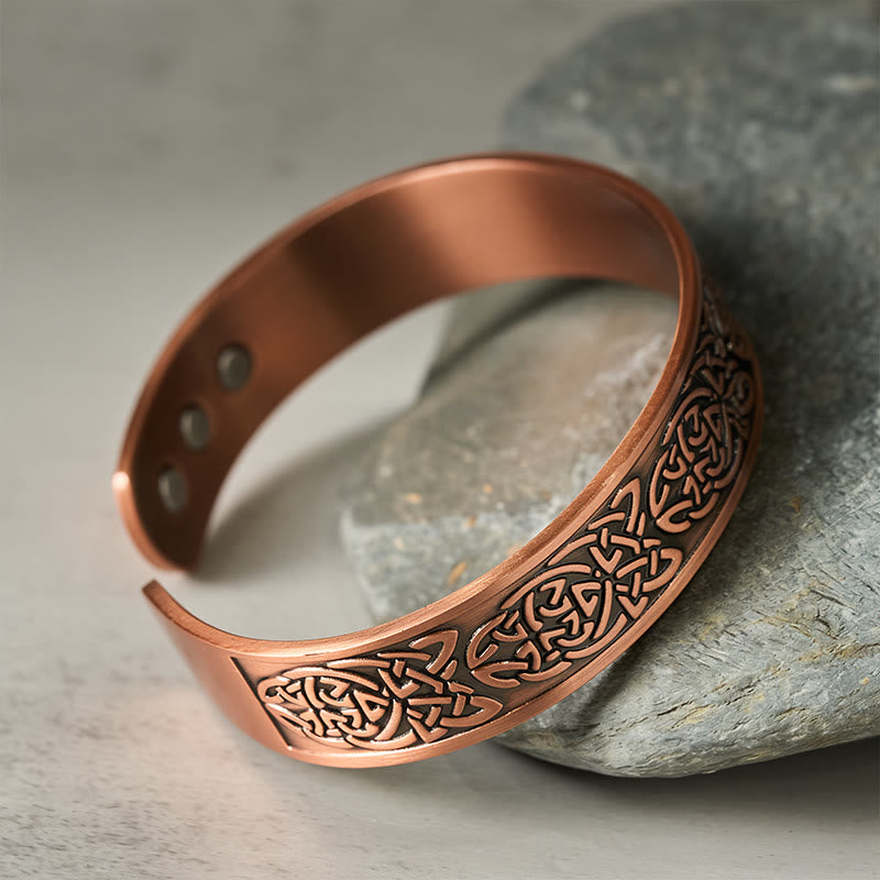 Minimalist Copper Abstract Line Pattern Open Cuff Bangle or Ring
