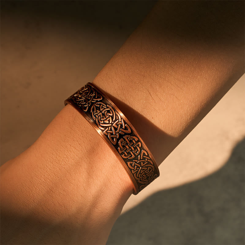 Minimalist Copper Abstract Line Pattern Open Cuff Bangle or Ring