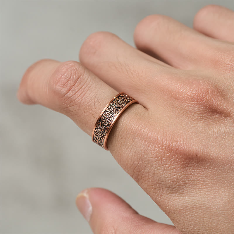 Minimalist Copper Abstract Line Pattern Open Cuff Bangle or Ring