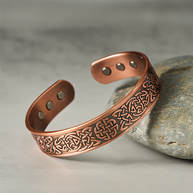 Minimalist Copper Abstract Line Pattern Open Cuff Bangle or Ring