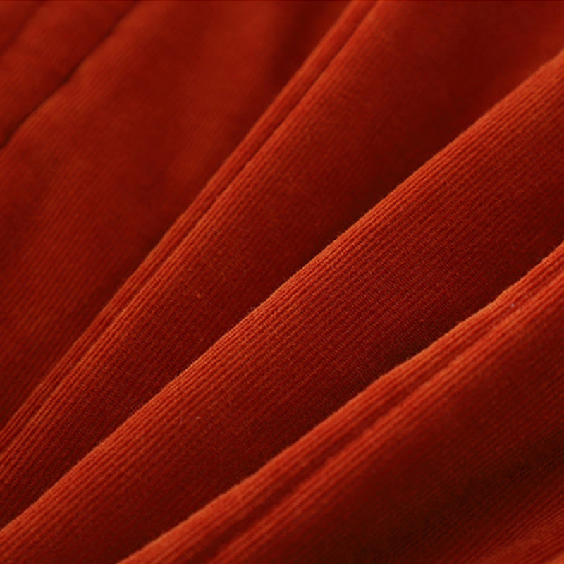 Winter Frog-button Polyester Long Sleeve Corduroy Women's Jacket