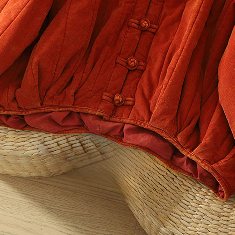 Winter Frog-button Polyester Long Sleeve Corduroy Women's Jacket