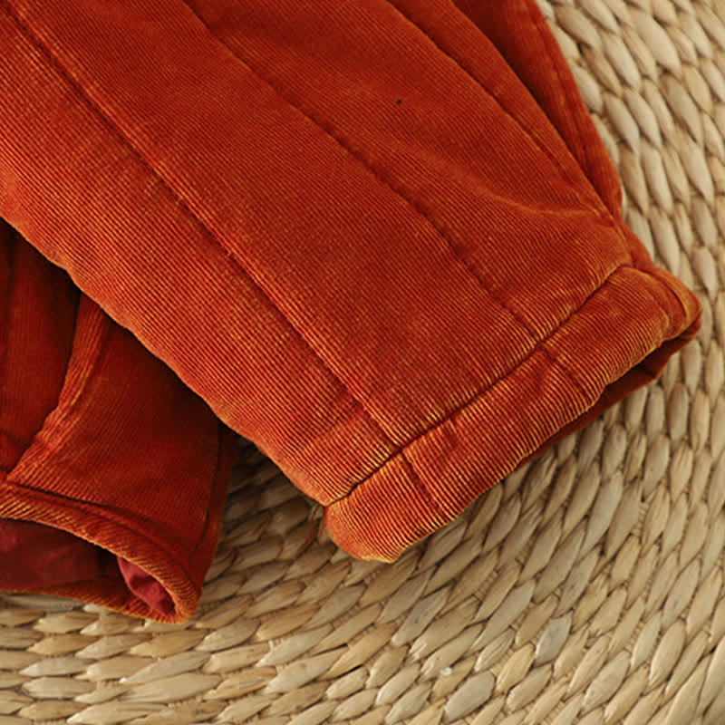 Winter Frog-button Polyester Long Sleeve Corduroy Women's Jacket