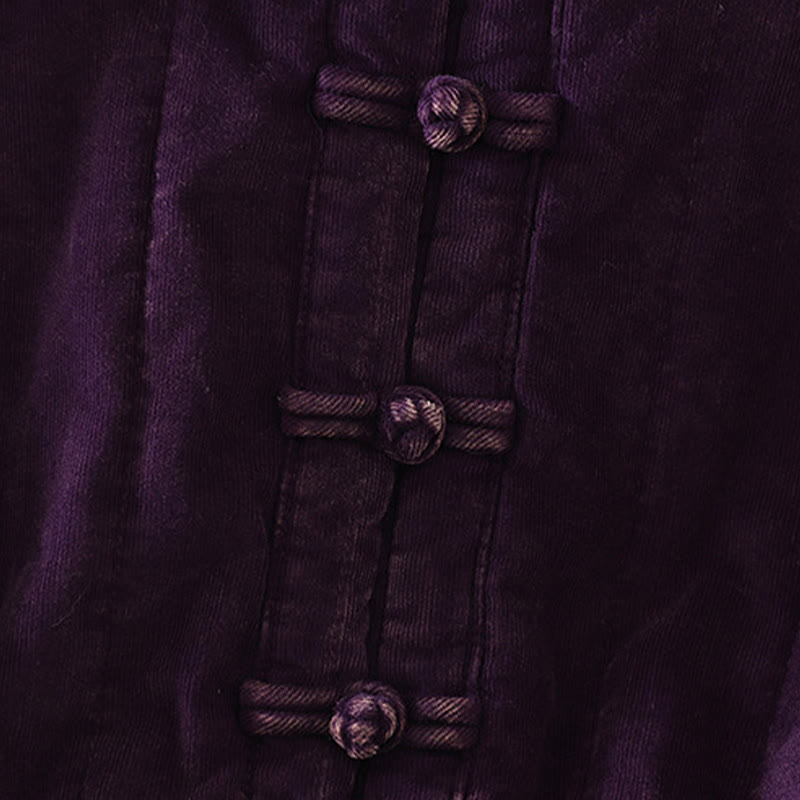 Winter Frog-button Polyester Long Sleeve Corduroy Women's Jacket