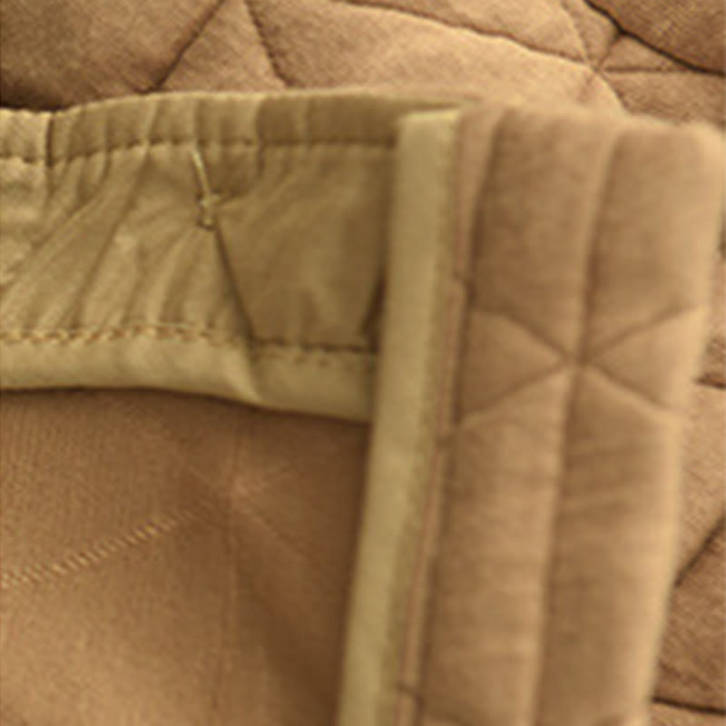 Winter Cotton Long Sleeve Diamond Pattern Women's Thermal Jacket With Pockets