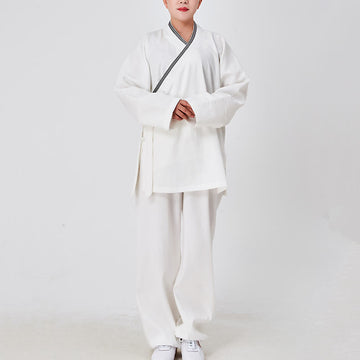 Breathable Linen Frog-Button Qigong Ceremony Robe Set