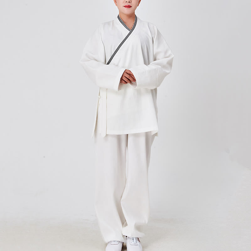 Breathable Linen Frog-Button Qigong Ceremony Robe Set