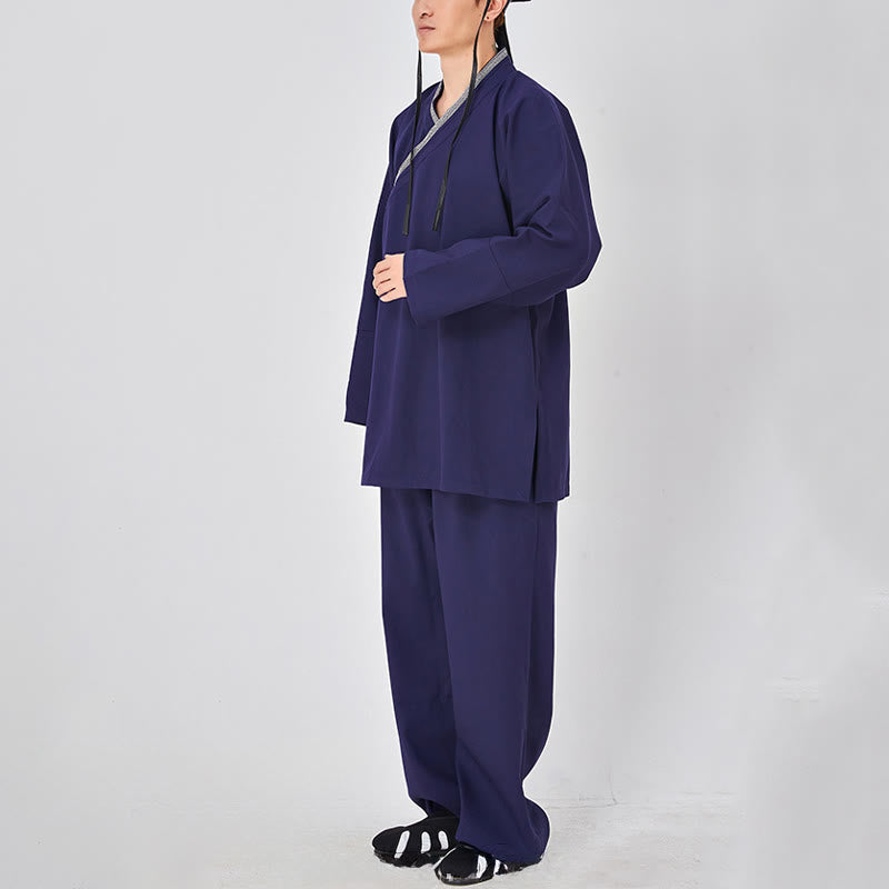 Breathable Linen Frog-Button Qigong Ceremony Robe Set