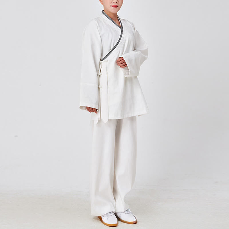 Breathable Linen Frog-Button Qigong Ceremony Robe Set