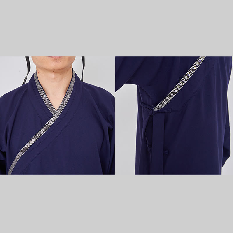 Breathable Linen Frog-Button Qigong Ceremony Robe Set