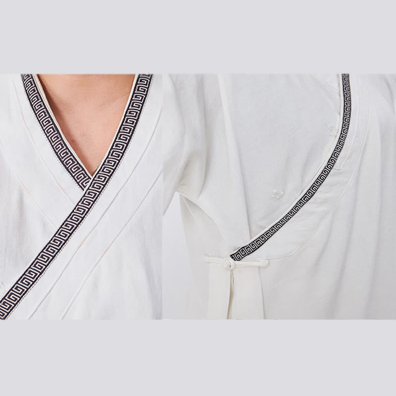 Breathable Linen Frog-Button Qigong Ceremony Robe Set