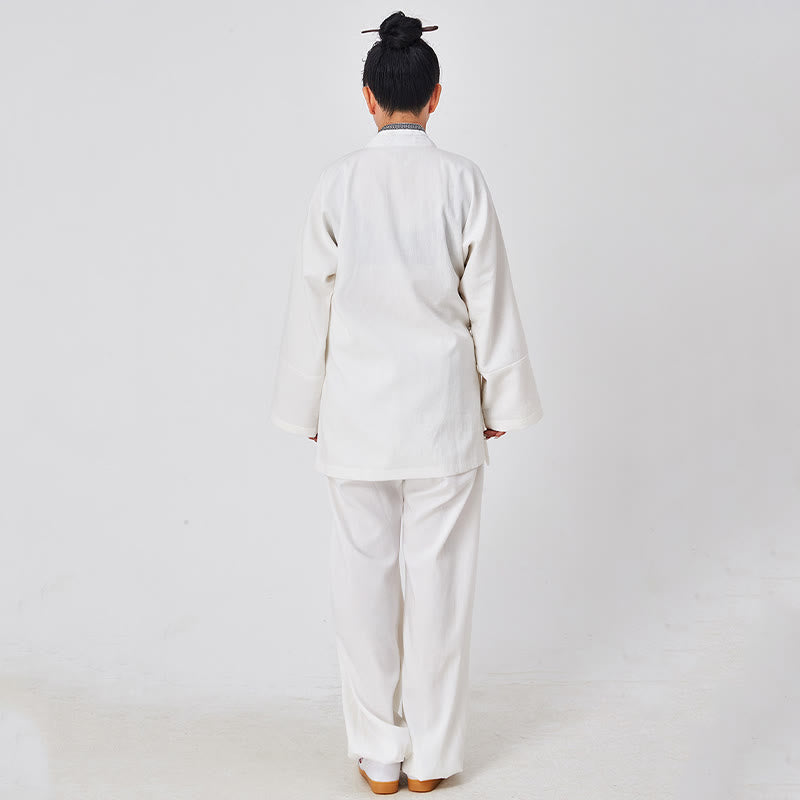 Breathable Linen Frog-Button Qigong Ceremony Robe Set