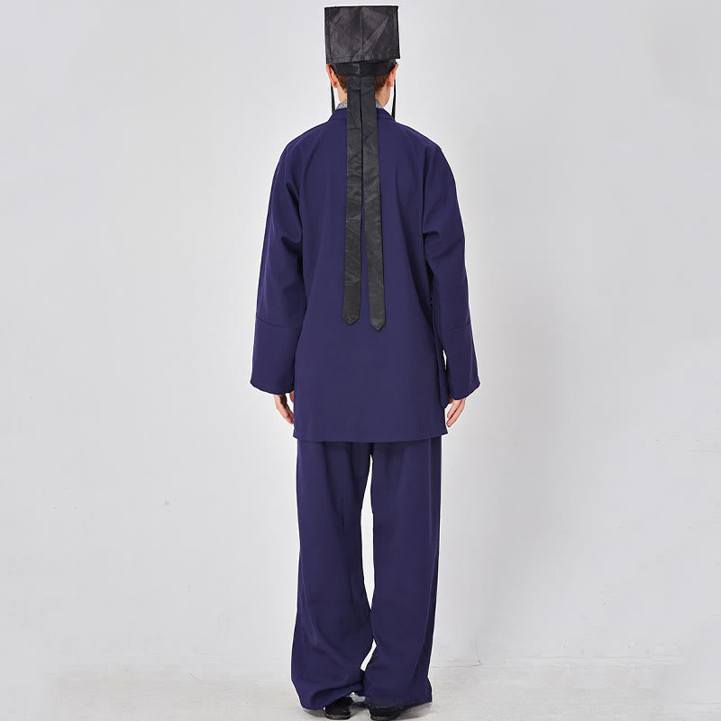 Breathable Linen Frog-Button Qigong Ceremony Robe Set