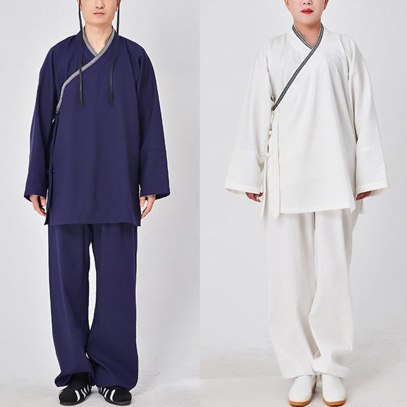 Breathable Linen Frog-Button Qigong Ceremony Robe Set