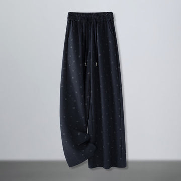 Casual White Dots Pattern Polyester Women's Wide Leg Pants With Pockets