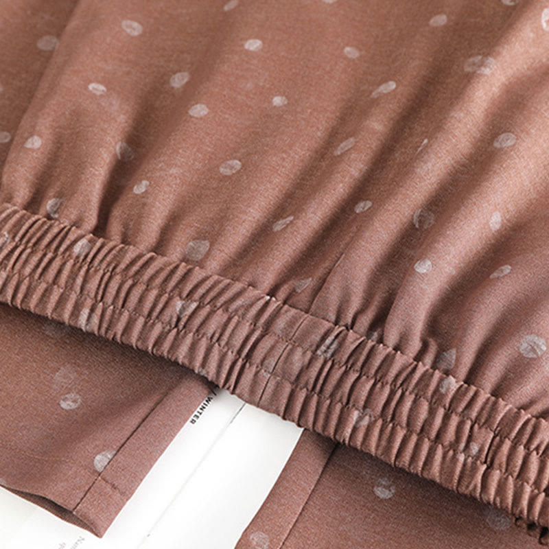 Casual White Dots Pattern Polyester Women's Wide Leg Pants With Pockets