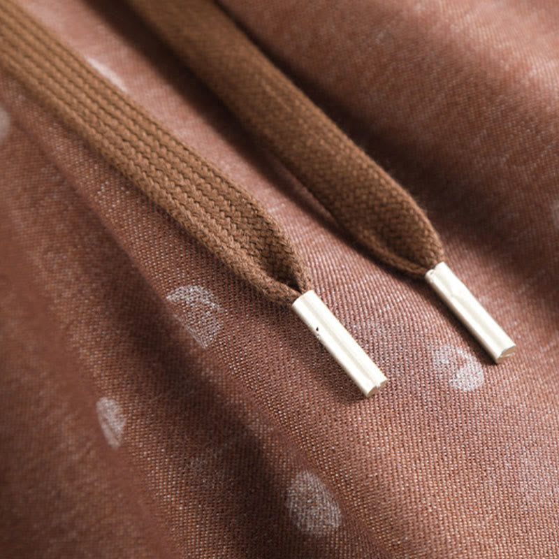 Casual White Dots Pattern Polyester Women's Wide Leg Pants With Pockets