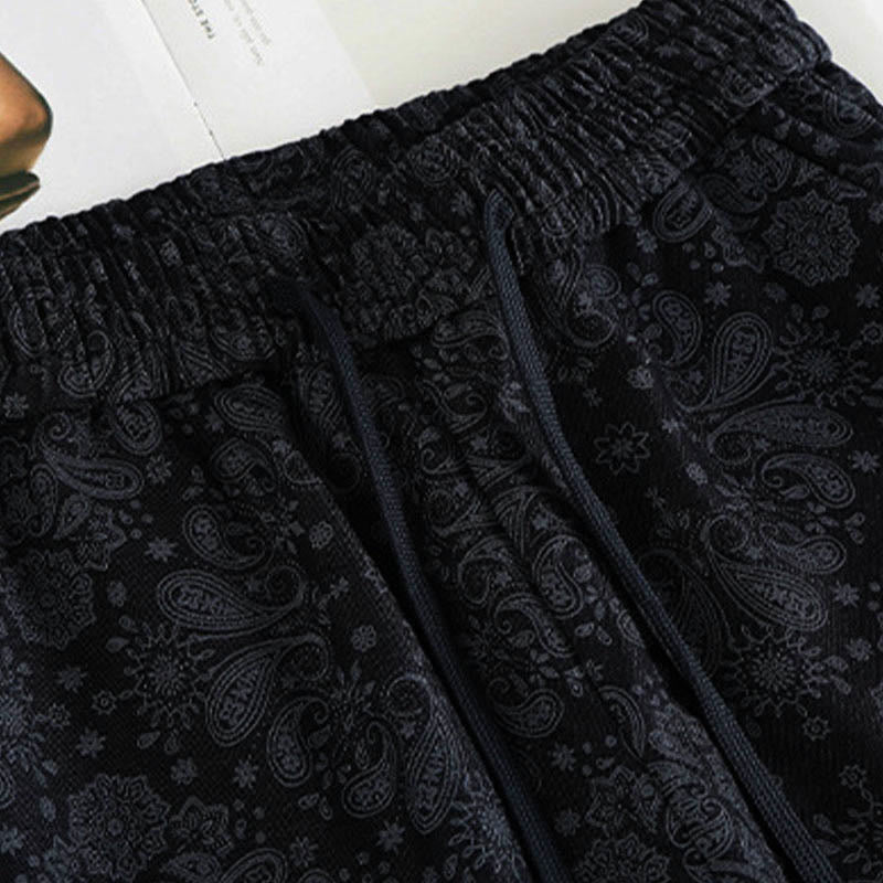 Casual Floral Pattern Polyester Women's Wide Leg Pants With Pockets