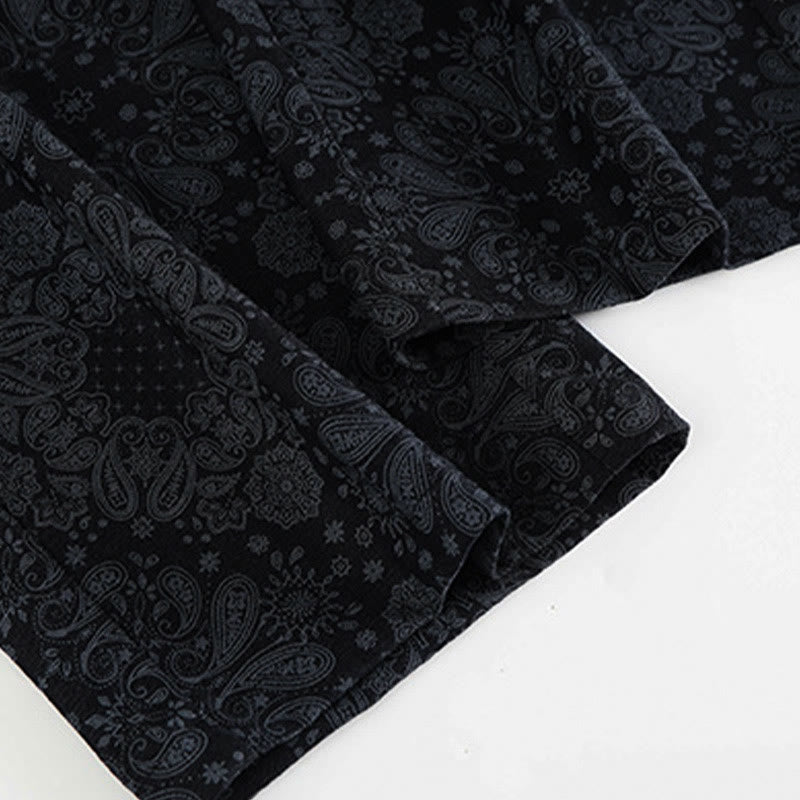 Casual Floral Pattern Polyester Women's Wide Leg Pants With Pockets