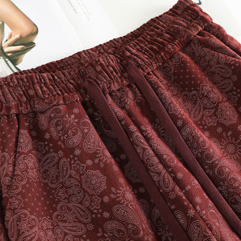 Casual Floral Pattern Polyester Women's Wide Leg Pants With Pockets