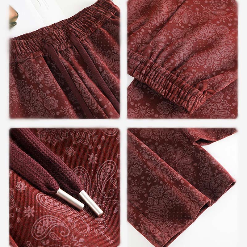 Casual Floral Pattern Polyester Women's Wide Leg Pants With Pockets